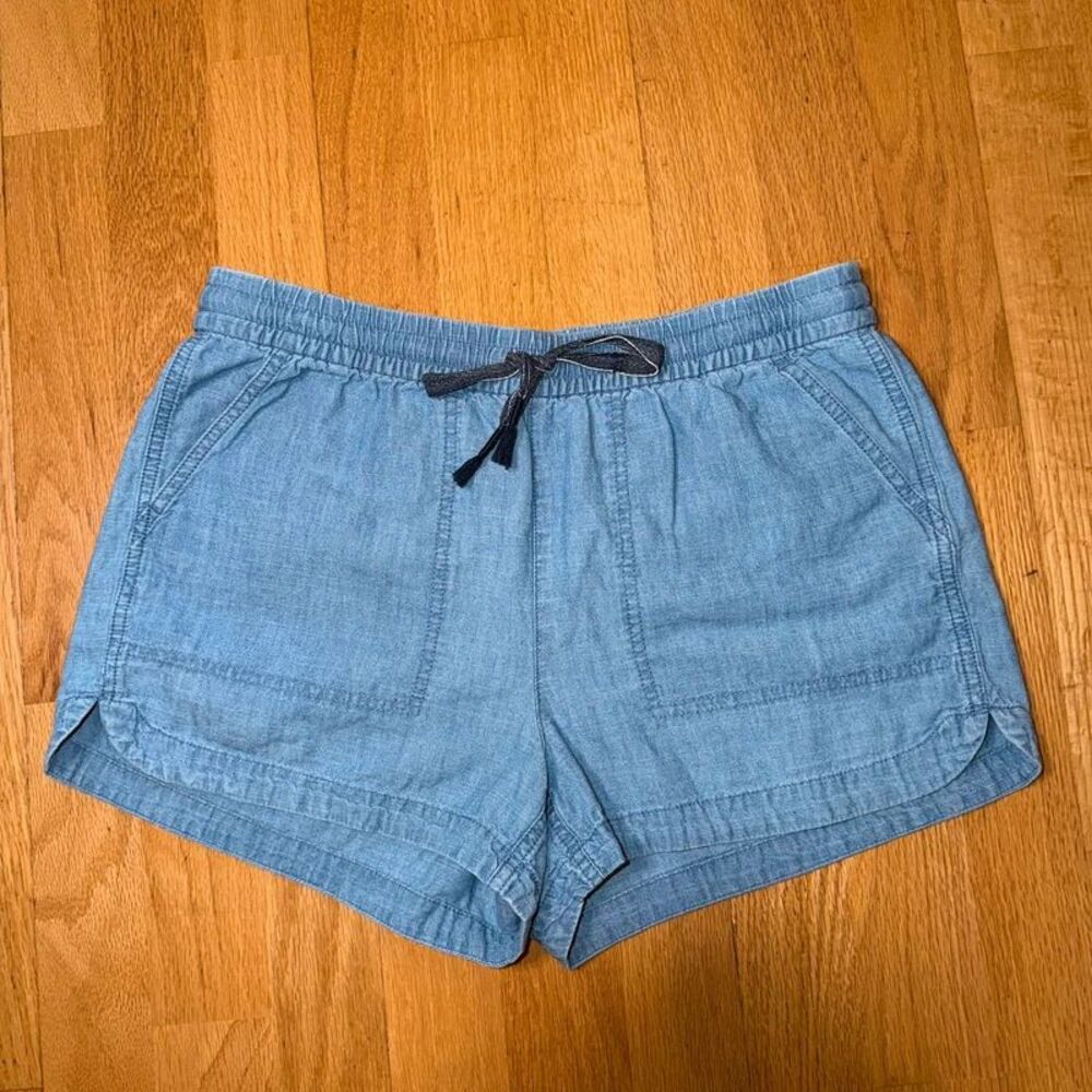 J.Crew Seaside Shorts Chambray S Drawstring Elastic Waist Pockets Coastal Preppy